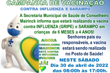Campanha de vacinação contra influenza e sarampo