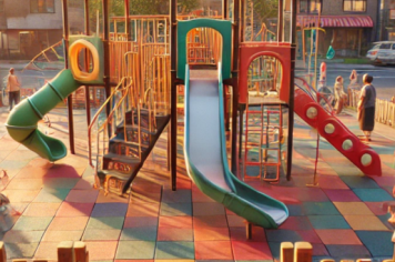 Novo playground das crianças na pracinha do Samu