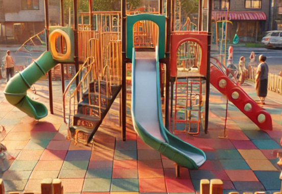 Novo playground das crianças na pracinha do Samu